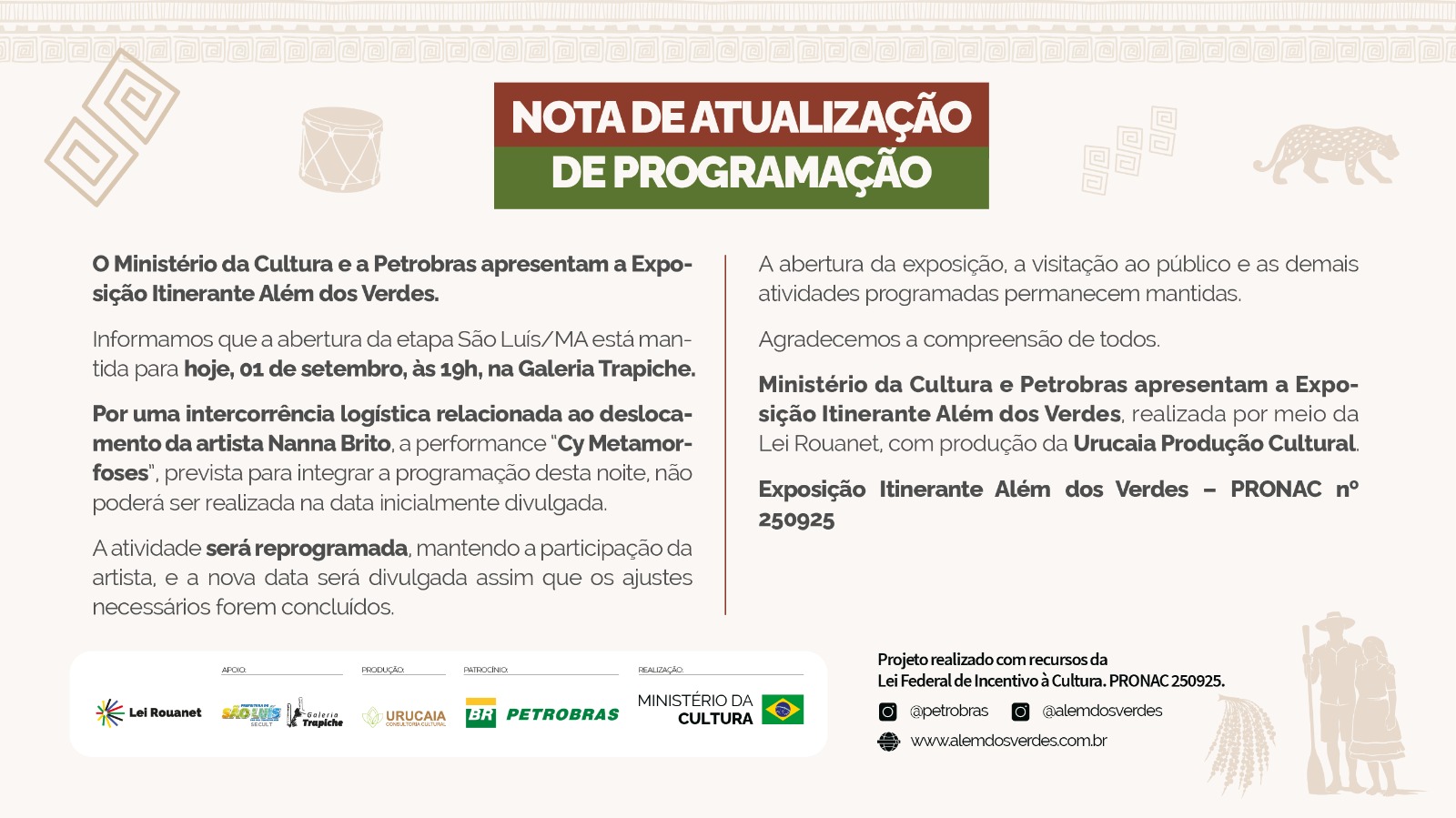 Nota de Atualização de Programação